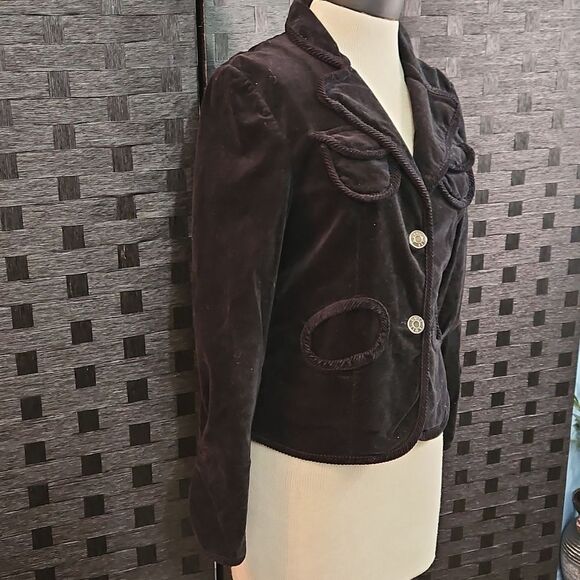 Luii Women's Black Velvet Corset Back Jacket Size Medium - Picture 5 of 13